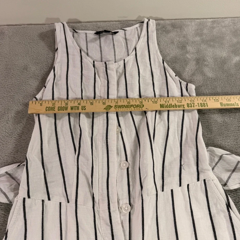 Banana Republic Jumpsuit Womens 00P White Black Stripe Linen Cotton Wide Leg